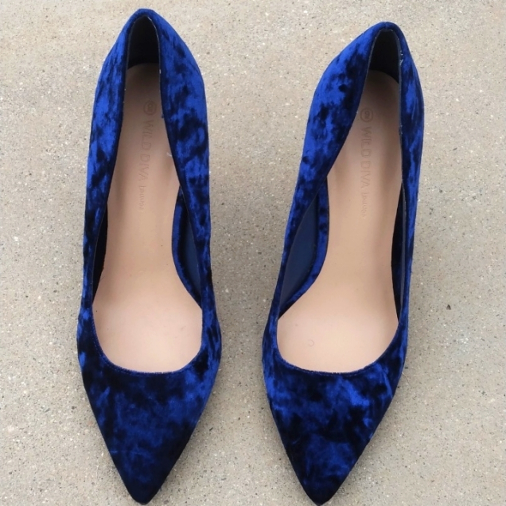 Blue Velvet Heels